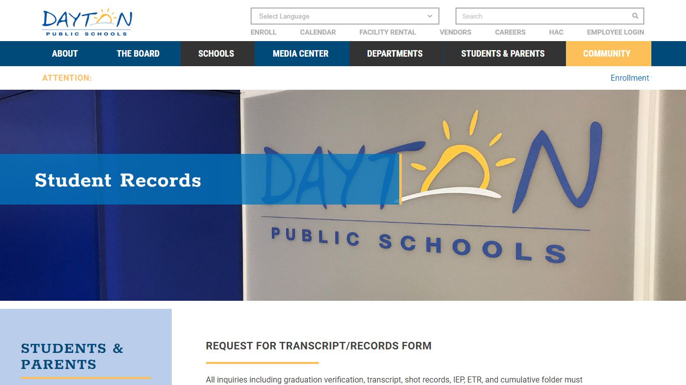 Student Records | Dayton Public Schools